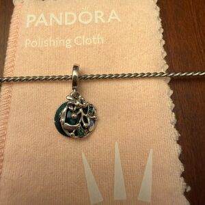 Pandora Silver and Green Mistletoe Charm